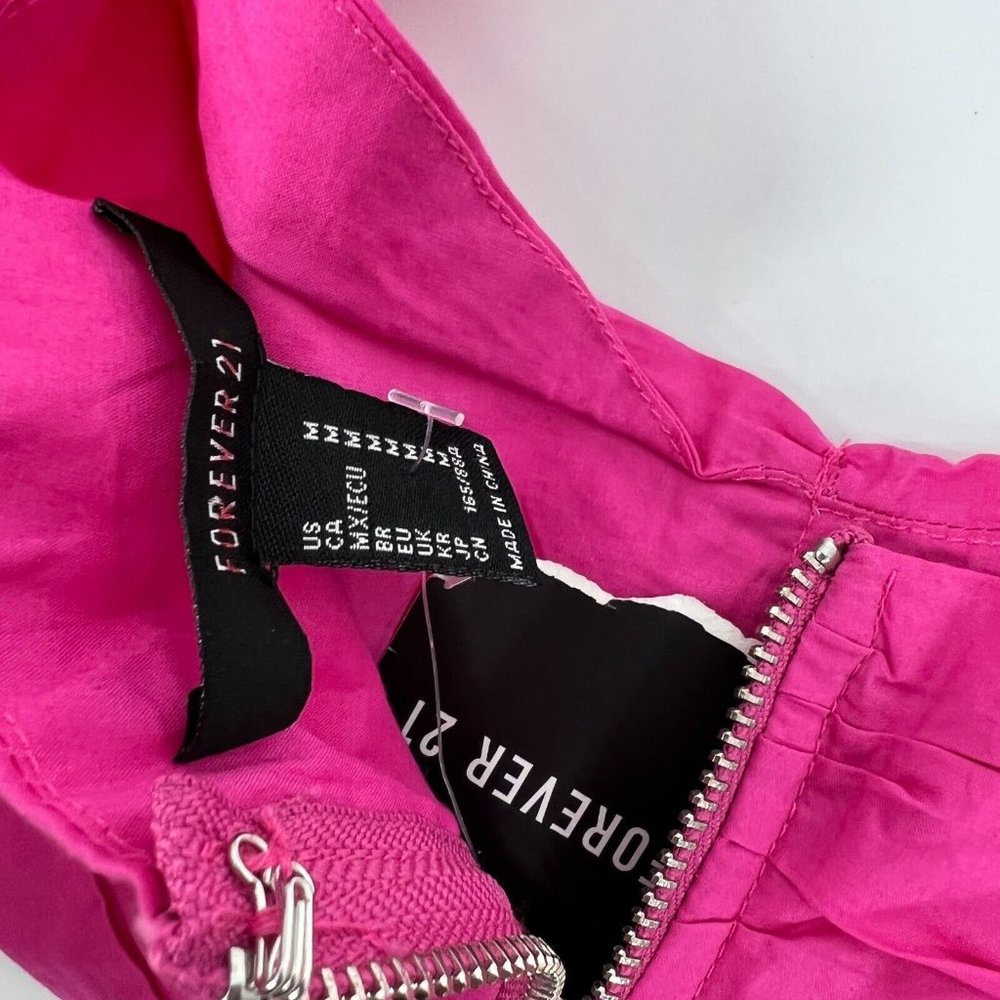 Forever 21 Top Cropped Puff Sleeve Pink Bandeau NWT - Picture 6 of 10